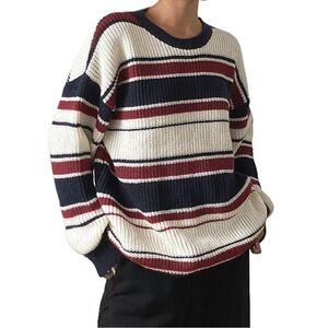 Oversized Multi-Colored Striped Sweater
